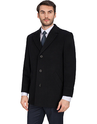 Пальто чёрное мужское BAZIONI шерстяное | купить в интернет-магазине Olymp-Men