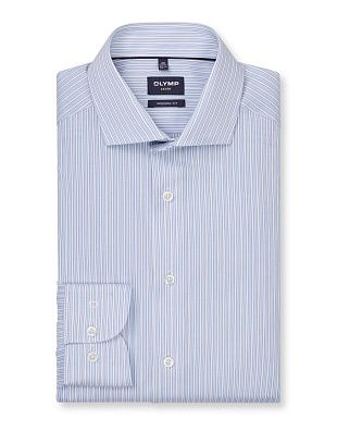 Рубашка классическая в голубую полоску OLYMP Luxor, полуприлегающая | купить в интернет-магазине Olymp-Men