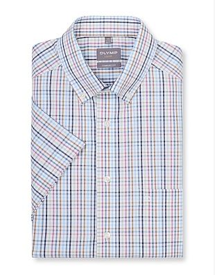 Рубашка мужская в синюю клетку Olymp, прямой крой