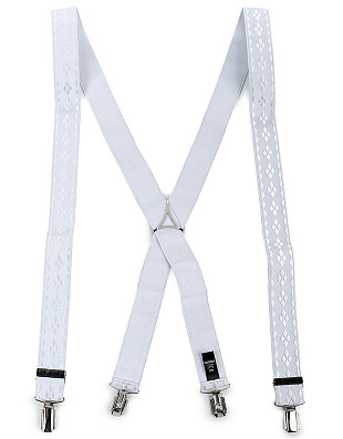 Подтяжки мужские белые фактурный ромб, Х-форма | купить в интернет-магазине Olymp-Men