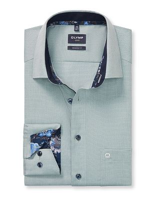 Рубашка мужская с синими пуговицами OLYMP Luxor, modern fit | купить в интернет-магазине Olymp-Men