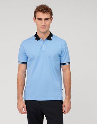 Поло голубое мужское Olymp с синим воротником | купить в интернет-магазине Olymp-Men