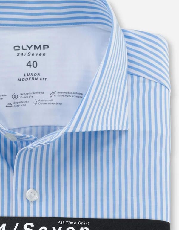 Трикотажная голубая сорочка Olymp 24/7, modern fit | купить в интернет-магазине Olymp-Men