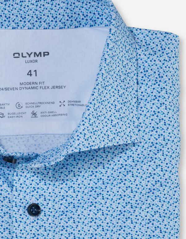 Рубашка трикотажная OLYMP Luxor 24/7 с рисунком горох, modern fit