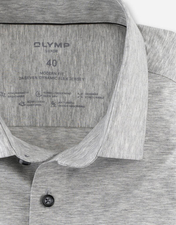 Трикотажная рубашка серая Olymp 24/7, modern fit | купить в интернет-магазине Olymp-Men