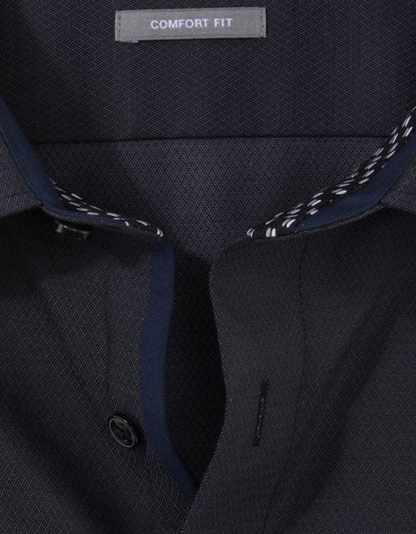 Рубашка чёрная мужская OLYMP Luxor, прямой крой, фактурная ткань | купить в интернет-магазине Olymp-Men