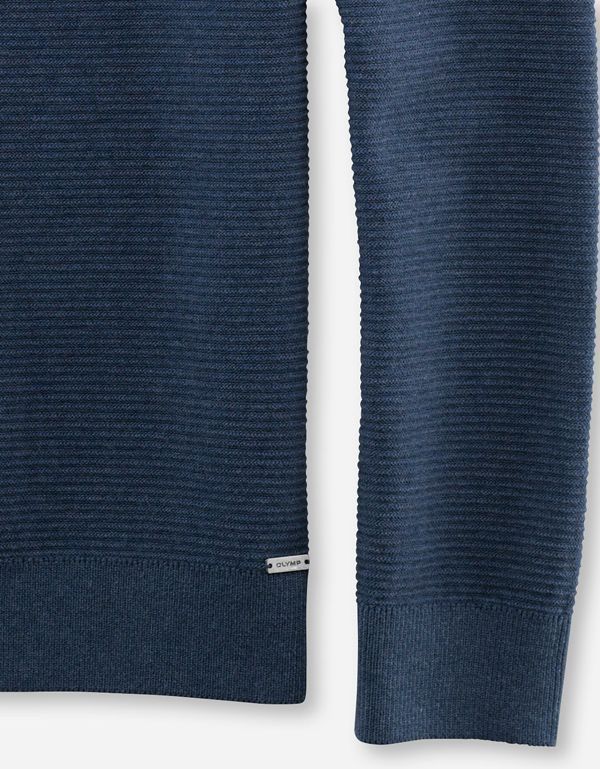 Джемпер  мужской синий, круглый вырез, modern fit | интернет-магазин Olymp-Men