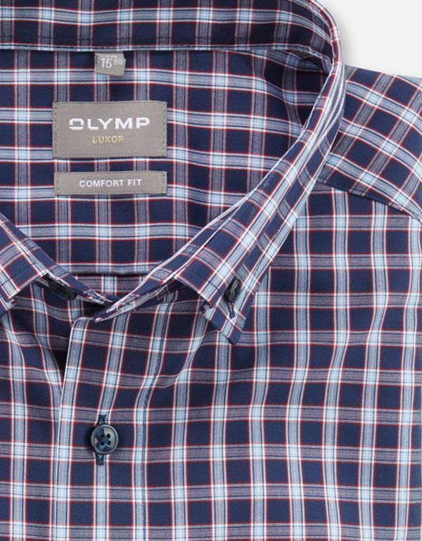 Рубашка мужская в клетку с пуговицами на воротнике OLYMP Luxor, прямой крой | купить в интернет-магазине Olymp-Men