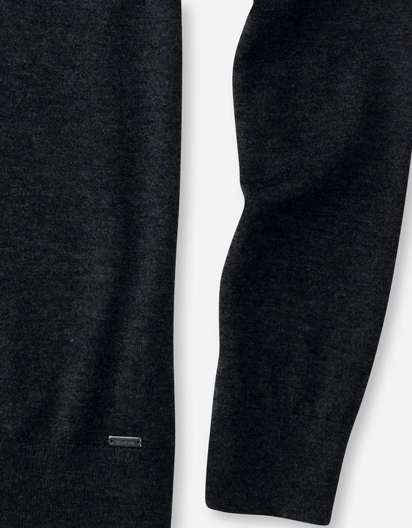 Джемпер темно-серый с круглым вырезом, body fit | интернет-магазин Olymp-Men