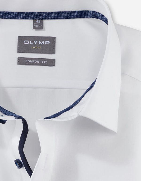 Сорочка классическая мужская с синими пуговицами OLYMP Luxor, прямой крой | купить в интернет-магазине Olymp-Men