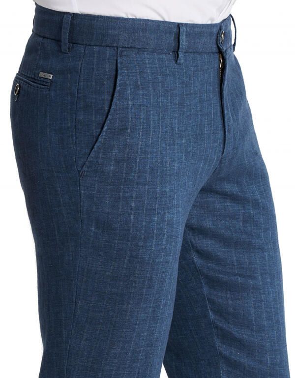 Льняные синие брюки w.Wegener, мод.Conti | купить в интернет-магазине Olymp-Men