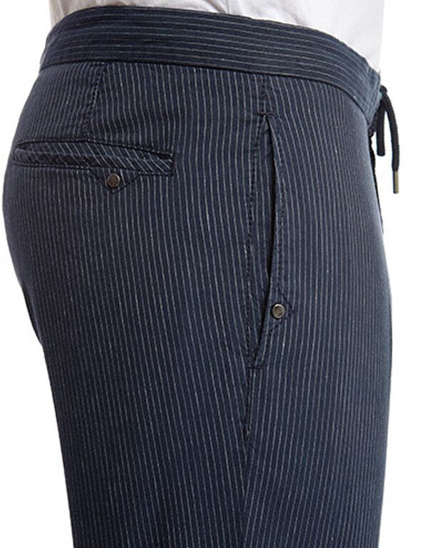 Льняные брюки в полоску со  шнурком на поясе | купить в интернет-магазине Olymp-Men