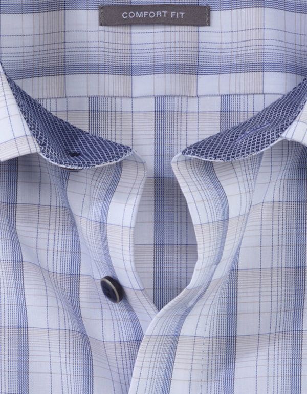 Рубашка мужская в коричневую клетку OLYMP Luxor, прямой крой | купить в интернет-магазине Olymp-Men