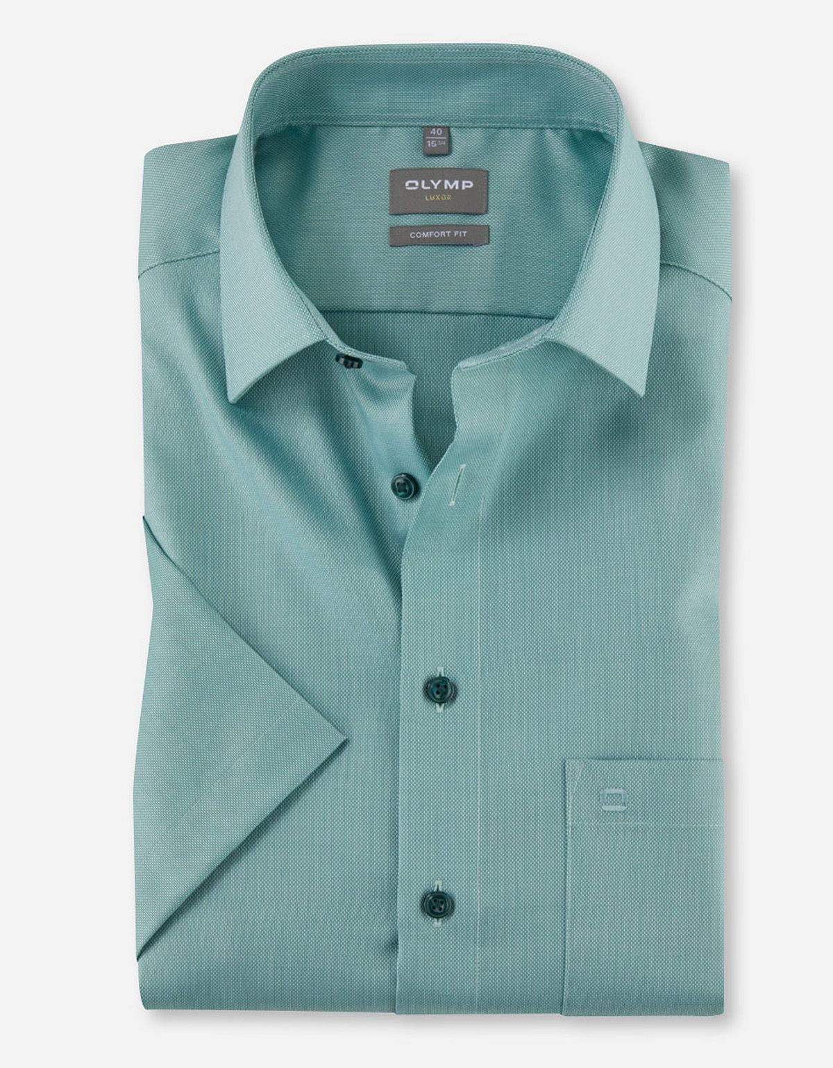Рубашка мужская с коротким рукавом OLYMP Luxor, прямой крой[ЗЕЛЁНЫЙ]